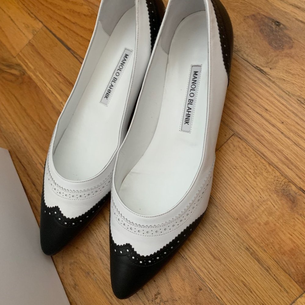 Manolo Blahnik Bonnye 10 Black Calf flats -39.5